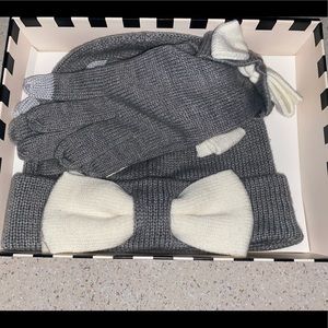 KATE SPADE beanie and glove bow set